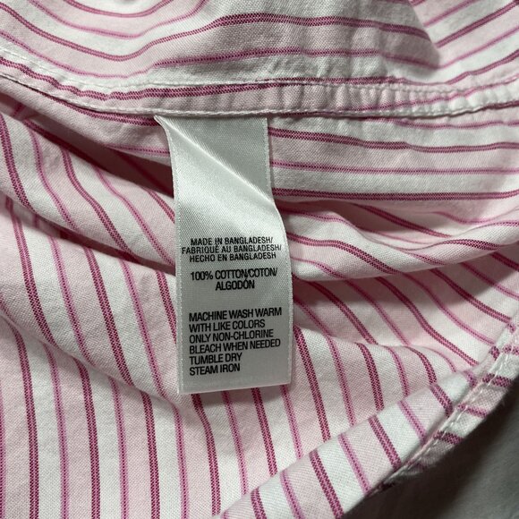 Izod Womens Button Down Shirt Stripe Pink White Size 3X - Picture 9 of 10